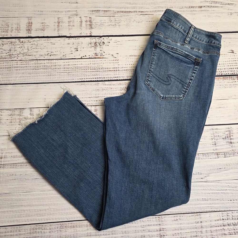 Silver Jeans Womens Avery Slim Boot 18 Stretch Medium Wash 38x30 Raw Hem